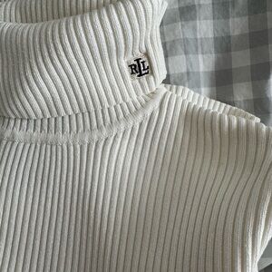 Vintage Ralph Lauren Ivory Cotton Ribbed Turtleneck
